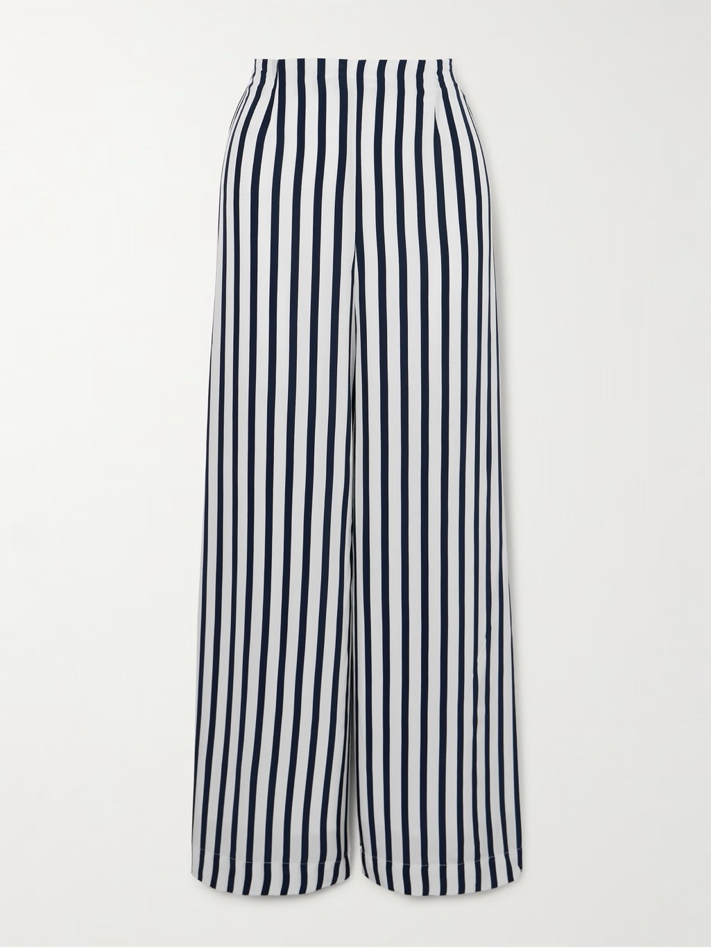 Staud Luke Striped Crepe De Chine Wide-Leg Pants